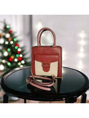 COACH LEATHER MINI PEPPER CROSSBODY PURSE PEBBLED LEATHER RED, WHITE, PINK NEW!